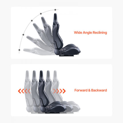 VEVOR 2 Racing Seat Racestoel PVC Leer Q235B Slider Cockpit Zwart Verstelbaar