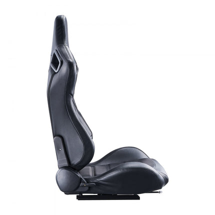 VEVOR 2 Racing Seat Racestoel PVC Leer Q235B Slider Cockpit Zwart Verstelbaar