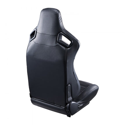 VEVOR 2 Racing Seat Racestoel PVC Leer Q235B Slider Cockpit Zwart Verstelbaar