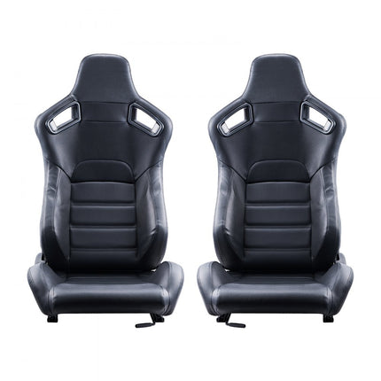 VEVOR 2 Racing Seat Racestoel PVC Leer Q235B Slider Cockpit Zwart Verstelbaar