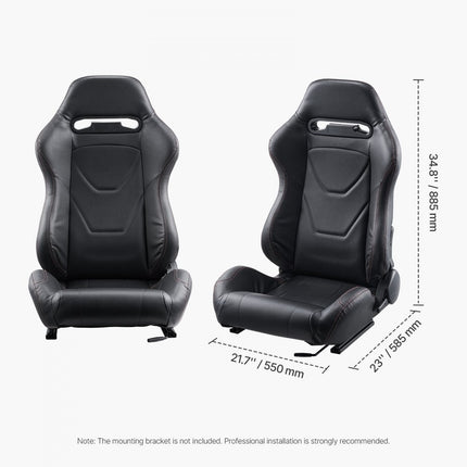 VEVOR Racing Seat Verstelbare racestoel met PVC-leer en Q235B-schuifregelaar, set van 2