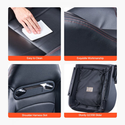 VEVOR Racing Seat Verstelbare racestoel met PVC-leer en Q235B-schuifregelaar, set van 2