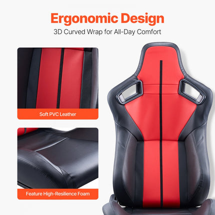 VEVOR 2 verstelbare racestoel met PVC-leer en Q235B-schuifregelaar