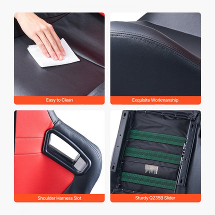 VEVOR 2 verstelbare racestoel met PVC-leer en Q235B-schuifregelaar