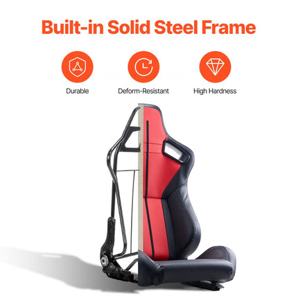 VEVOR 2 verstelbare racestoel met PVC-leer en Q235B-schuifregelaar