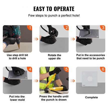 VEVOR Hydraulische perforator Uitbreekponsset 1/2" 3/4" 1" 1-1/4