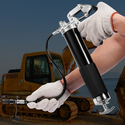 VEVOR vetspuit met pistoolgreep, 6000 PSI, 14 OZ / 400 CC capaciteit, professionele vetspuit voor zwaar gebruik met 17,72" flexibele slang, 1 zwarte platte koppeling, 1 puntige koppeling en 1 gebogen metalen buis