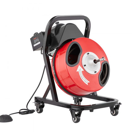 VEVOR pijpreinigingsmachine pijpreinigingsapparaat met wielen handmatig 15mx12,7mm