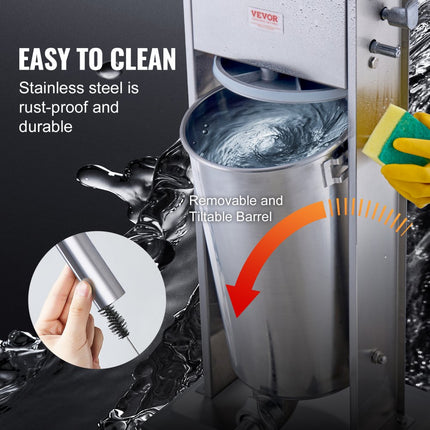VEVOR Handmatige Worstvuller 15L Verticale Worstmachine Roestvrijstalen Worst