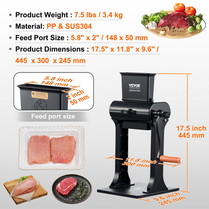 VEVOR Vleesvermalser Machine 445x300x245mm Vleesvermalser Vleesvermalserbladen gemaakt van 420 roestvrij staal Steakvermalser voor Kip Rundvlees Varkensbiefstuk Keuken Thuis Restaurant Kookaccessoires