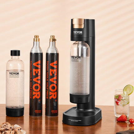VEVOR bruiswatermaker, frisdrankmachine, Seltzer waterstartset met 2 stuks BPA-vrije 1L PET-flessen, 2 stuks CO2-flessen, compatibel met inschroefbare 60L CO2-flessen