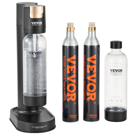 VEVOR bruiswatermaker, frisdrankmachine, Seltzer waterstartset met 2 stuks BPA-vrije 1L PET-flessen, 2 stuks CO2-flessen, compatibel met inschroefbare 60L CO2-flessen