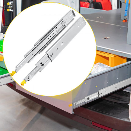 VEVOR Ladegeleider Lade Rails Ladeglijbanen met Slot 1 Paar 28 inch Zwaar Industrieel Staal tot 500 lbs Capaciteit 3-voudig Volledige Verlenging