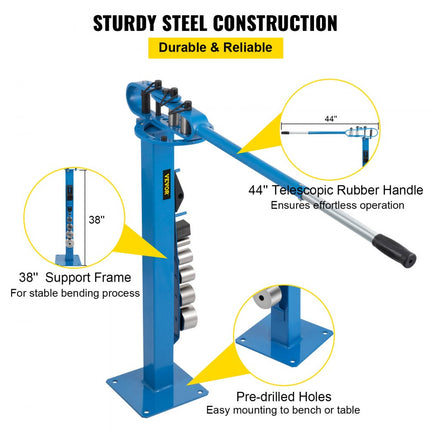 Universele buigmachine Pijpenbuiger 7 Dies 1 "-3" draagbare pijpenbuiger buigapparaat
