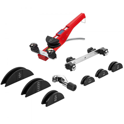 VEVOR pijpenbuiger, 7 matrijzen 1/4-7/8 inch 6-22 mm ratelpijpenbuigerset, 90° handpijpenbuiger met omkeerbuigopzet, 10 KN buigkracht handbuigmachine