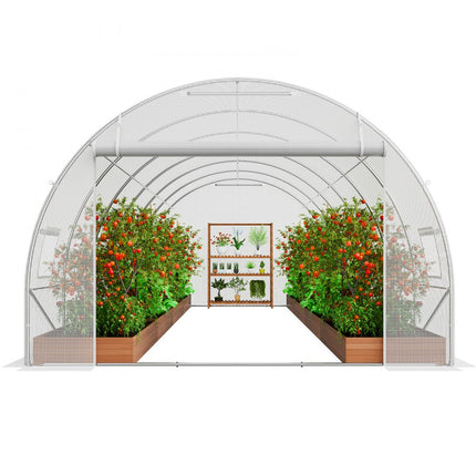 VEVOR kas tunnelkas koudframe tomatenhuis PE 590x295x198cm wit