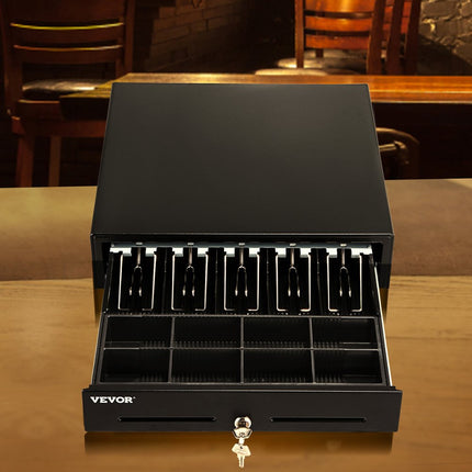 VEVOR Kassalade, 16 inch 2 Ontgrendelingsmanieren Kassa Inzetbak, Volledig Verwijderbaar Ontwerp met 5 Bill 8 Muntgeldlade met 2 Sleutels, Compacte Kassa's voor Supermarkt Bar Coffeeshop Restaurant