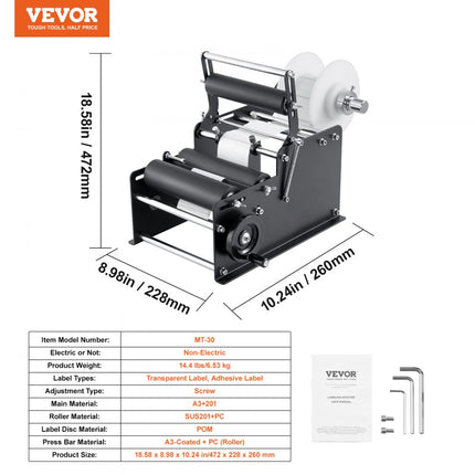 VEVOR etiketteermachine handmatig 15-20 etiketten per minuut etiketpistool etiketbreedtes van 10-130 mm, etiketlengtes van 10-300 mm prijskaartjes etiketteermachine flessenetiketteermachine