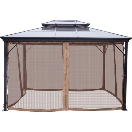 VEVOR Patio Gazebo Hardtop Gazebo, Totale Afmeting 3 x 3 m, Patio Gazebo Hardtop Gazebo with Mosquito Netting, Aluminium en 180 g Polyester Doek, Outdoor Gazebo Canopy, Waterdichte Dubbele Laag, Bruin