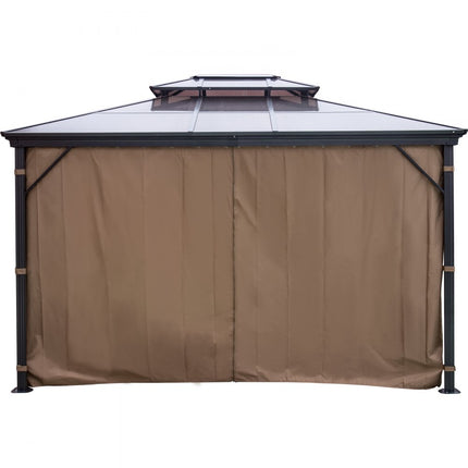 VEVOR Patio Gazebo Hardtop Gazebo, Totale Afmeting 3 x 3 m, Patio Gazebo Hardtop Gazebo with Mosquito Netting, Aluminium en 180 g Polyester Doek, Outdoor Gazebo Canopy, Waterdichte Dubbele Laag, Bruin