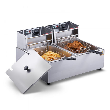 VEVOR 12x2L Commerciële Elektrische Friteuse RVS 1500W+1500W Afneembaar