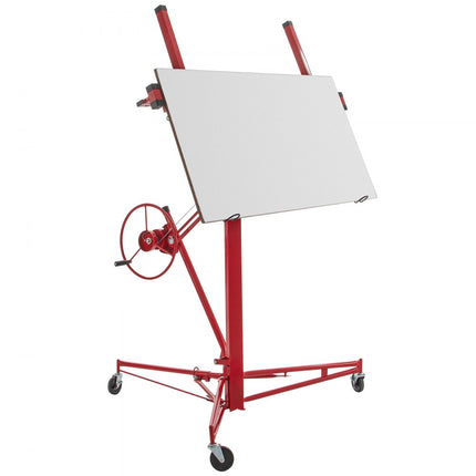 VEVOR Paneellifter, 16ft (ca. 5 m) paneellift, 68kg laadvermogen, paneelhefgereedschap, staalmateriaal met telescopische arm en 3 vergrendelwielen, 122x488cm gipsplaatformaat