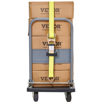 VEVOR Set van 4 spanbanden 0,05 x 4,6 m Spanband 2268 kg Ratelspanband Polyesterband en koolstofstalen haakbevestigingsband Ratelspanband Ideaal voor motorfietsen Fietsen Kajaks UTV Boten ATV