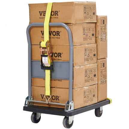 VEVOR Set van 4 spanbanden 0,05 x 8 m spanband 4536 kg spanband met ratel polyester band en haakbevestigingsband van koolstofstaal spanband met ratel ideaal voor motorfietsen fietsen kajaks UTV boten ATV