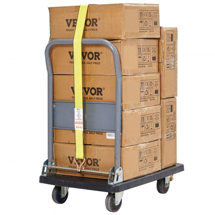 VEVOR Set van 4 spanbanden 0,05 x 8 m spanband 4536 kg spanband met ratel polyester band en haakbevestigingsband van koolstofstaal spanband met ratel ideaal voor motorfietsen fietsen kajaks UTV boten ATV