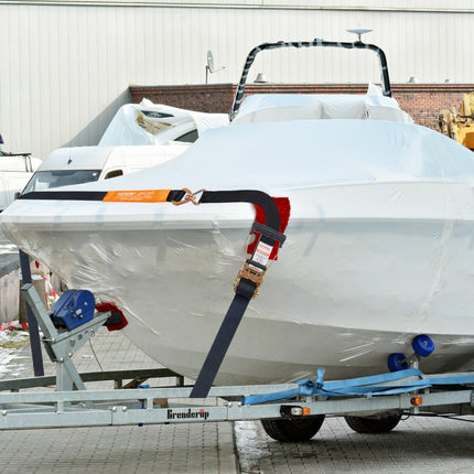 VEVOR Set van 4 spanbanden 0,05 x 2,4 m Spanband 5048 kg Ratelspanband Polyesterband en koolstofstalen haakbevestigingsband Ratelspanband Ideaal voor motorfietsen Fietsen Kajaks UTV Boten ATV