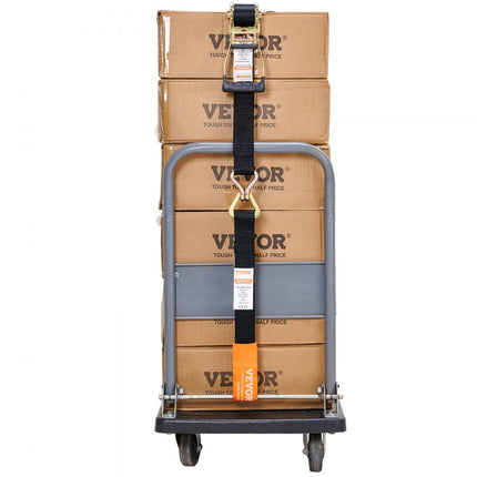 VEVOR Set van 4 spanbanden 0,05 x 2,4 m Spanband 5048 kg Ratelspanband Polyesterband en koolstofstalen haakbevestigingsband Ratelspanband Ideaal voor motorfietsen Fietsen Kajaks UTV Boten ATV