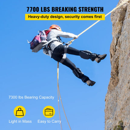 VEVOR dubbel blok met gevlochten touw 12 mm x 46 m dubbel blok klimsysteem breeklengte 35 kn hoge sterkte voor gebruik binnen buiten amateursport