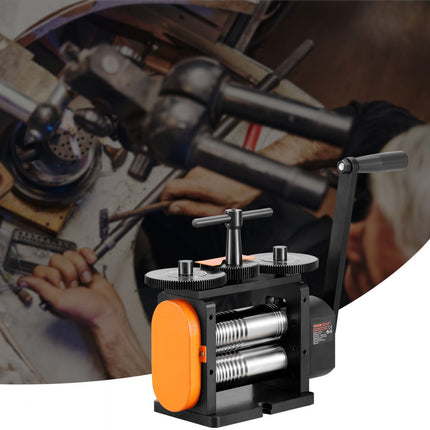 VEVOR 3 in 1 handwalserij 57 mm combinatie walserij, handwalserij sieraden walserij instelbare dikte van 0 tot 5,5 mm, handwalserij machine voor platina/K-goud/messing/aluminium