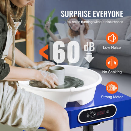 VEVOR Pottenbakkersschijf Aardewerk Wiel Keramische Wiel Machine 350W Elektrische Aardewerk Wiel Machine 25 cm 300 Rpm Aardewerk Wiel Machine