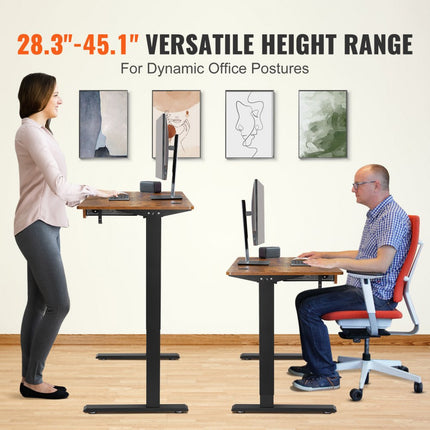 VEVOR Bureau in hoogte verstelbaar elektrisch, 120 x 60 cm sta-bureau, 0,72-1,1 m verstelbare geheugenbediening, sta-bureau groot computerbureau 82 kg belastbaar bruin bureau pc-tafel
