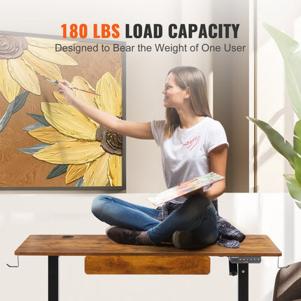 VEVOR Bureau in hoogte verstelbaar elektrisch, 120 x 60 cm sta-bureau, 0,72-1,1 m verstelbare geheugenbediening, sta-bureau groot computerbureau 82 kg belastbaar bruin bureau pc-tafel