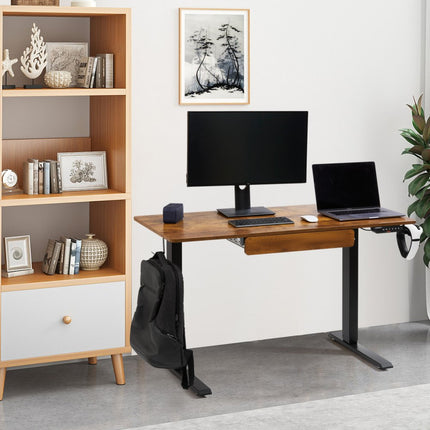 VEVOR Bureau in hoogte verstelbaar elektrisch, 120 x 60 cm sta-bureau, 0,72-1,1 m verstelbare geheugenbediening, sta-bureau groot computerbureau 82 kg belastbaar bruin bureau pc-tafel