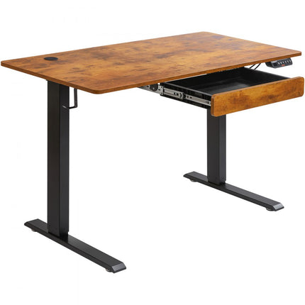 VEVOR Bureau in hoogte verstelbaar elektrisch, 120 x 60 cm sta-bureau, 0,72-1,1 m verstelbare geheugenbediening, sta-bureau groot computerbureau 82 kg belastbaar bruin bureau pc-tafel
