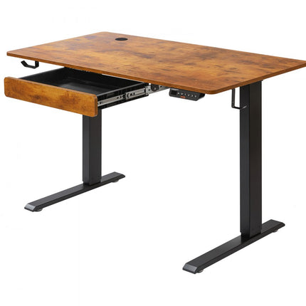 VEVOR Bureau in hoogte verstelbaar elektrisch, 120 x 60 cm sta-bureau, 0,72-1,1 m verstelbare geheugenbediening, sta-bureau groot computerbureau 82 kg belastbaar bruin bureau pc-tafel