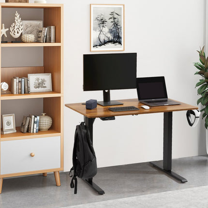 VEVOR Bureau in hoogte verstelbaar elektrisch, 140 x 70 cm sta-bureau, 0,72-1,1 m verstelbare geheugenbediening, groot computerbureau 82 kg belastbaar bruin bureau bureau pc-tafel zit- en stabureau