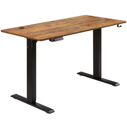 VEVOR Bureau in hoogte verstelbaar elektrisch, 140 x 70 cm sta-bureau, 0,72-1,1 m verstelbare geheugenbediening, groot computerbureau 82 kg belastbaar bruin bureau bureau pc-tafel zit- en stabureau