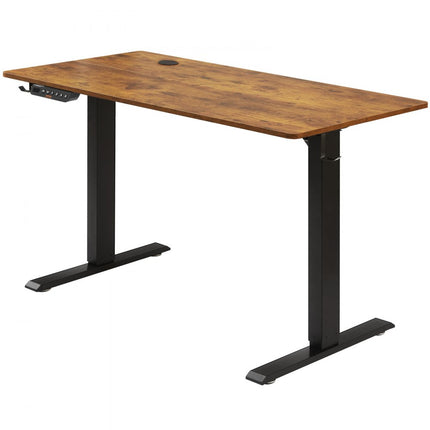 VEVOR Bureau in hoogte verstelbaar elektrisch, 140 x 70 cm sta-bureau, 0,72-1,1 m verstelbare geheugenbediening, groot computerbureau 82 kg belastbaar bruin bureau bureau pc-tafel zit- en stabureau