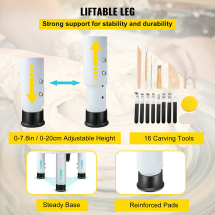 VEVOR Pottenbakkersschijf Aardewerk Wiel Keramische Machine Elektrisch Keramisch Wiel 35 Cm 450 W