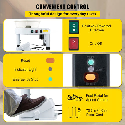 VEVOR Pottenbakkersschijf Aardewerk Wiel Keramische Machine Elektrisch Keramisch Wiel 35 Cm 450 W