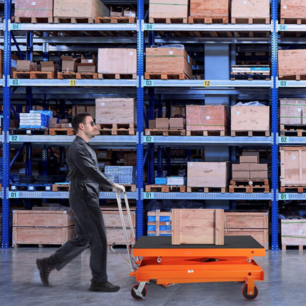 VEVOR hydraulische heftafelwagen, capaciteit 1760 lbs, 59" hefhoogte, handmatige dubbele schaarheftafel met 4 wielen en antislipbasis, hydraulische schaarwagen voor materiaalhantering en trans