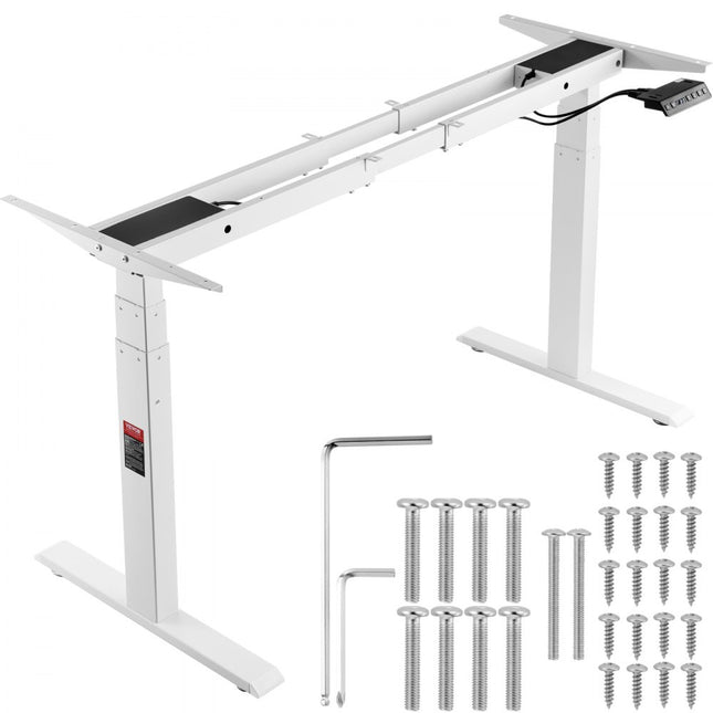 VEVOR bureauframe met dubbele motor, verstelbare hoogte 65-129 cm en lengte 110-178 cm, elektrisch verstelbaar tafelframe, ergonomische doe-het-werkstationbasis, 3 posities (alleen frame)