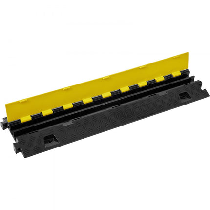 VEVOR set van 5 2-kanaals kabelbescherming oprit kabelbrug van TPU & TPR slangbrug 91,8 x 25 x 4,3 cm overloopbeveiliging 10000 kg (per as) draagvermogen kabeloprit antislip ontwerp ideaal voor parkeerplaatsen