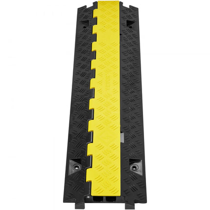 VEVOR set van 5 2-kanaals kabelbescherming oprit kabelbrug van TPU & TPR slangbrug 91,8 x 25 x 4,3 cm overloopbeveiliging 10000 kg (per as) draagvermogen kabeloprit antislip ontwerp ideaal voor parkeerplaatsen
