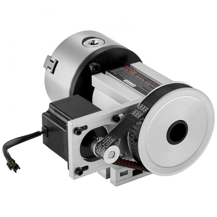 VEVOR klauwplaat K11-100mm drieklauwplaat 4e as van de CNC-rotatie-as, een overbrengingsverhouding van 6:1 en een Nema23 tweefasige stappenmotor 3-klauwplaat voor CNC-frezen