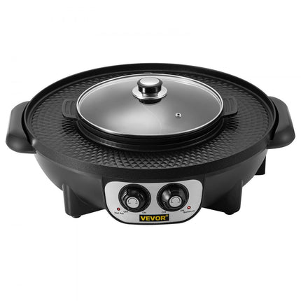 VEVOR 2 in 1 Bbq Grill Hete Pot 2200W Multifunctionele Elektrische Grill Hot Pot 51,5x21x46 cm Grill Indoor Hot Pot van Gegoten Aluminium en Gehard